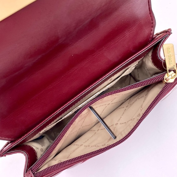 Michael Kors Rose Medium Flap Shoulder Bag Crossbody Merlot - Picture 11 of 14